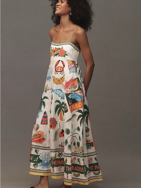 Dresses & Skirts - NWOT The “Paradise Inn” Linen Blend Maxi Dress with Adjustable Spaghetti Straps.